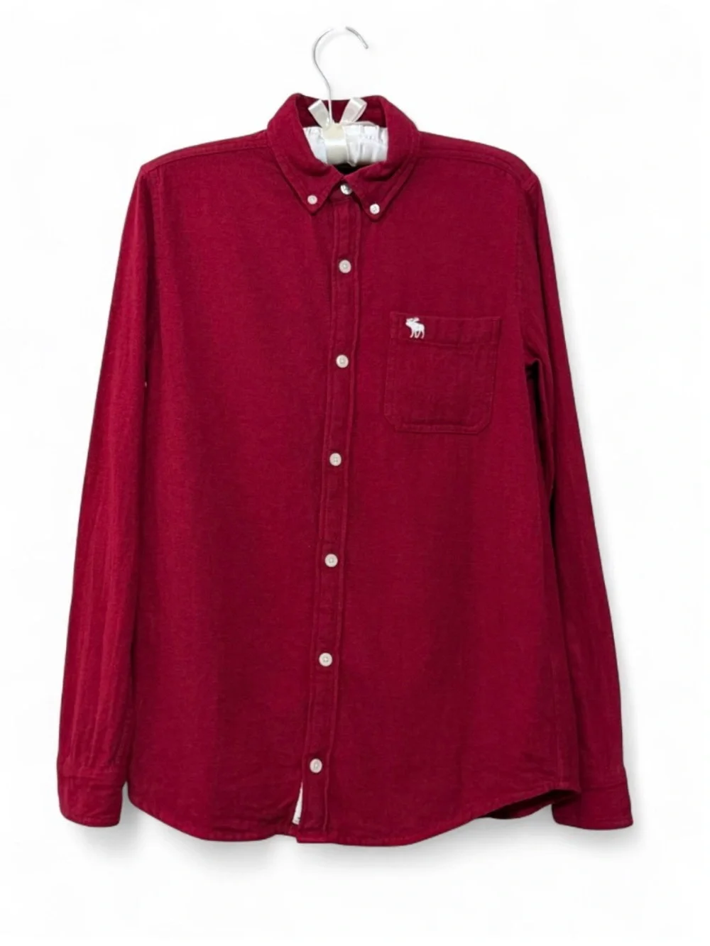Abercrombie Boys Youth Long Sleeve Oxford Button Up Heather Red Size 15/16 Youth